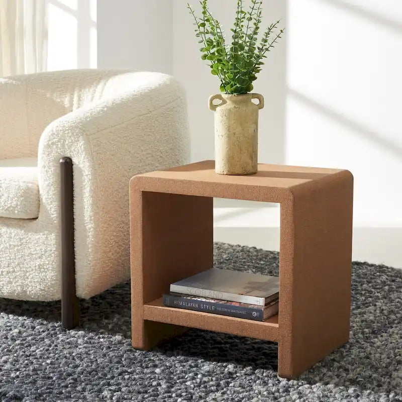 SAFAVIEH Couture Liivia Cork Cork Accent Table - 18 W x 14 D x 18 H - 18Wx14Dx18H