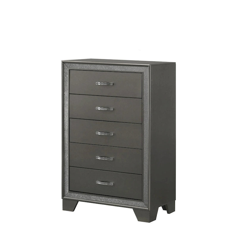 Hoyt Dark Gray Faux Leather Upholstered Tufted King Panel Bed