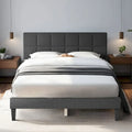 Wood Platform Bed Wood Bed Frame with Headboard, No Box Spring Needed