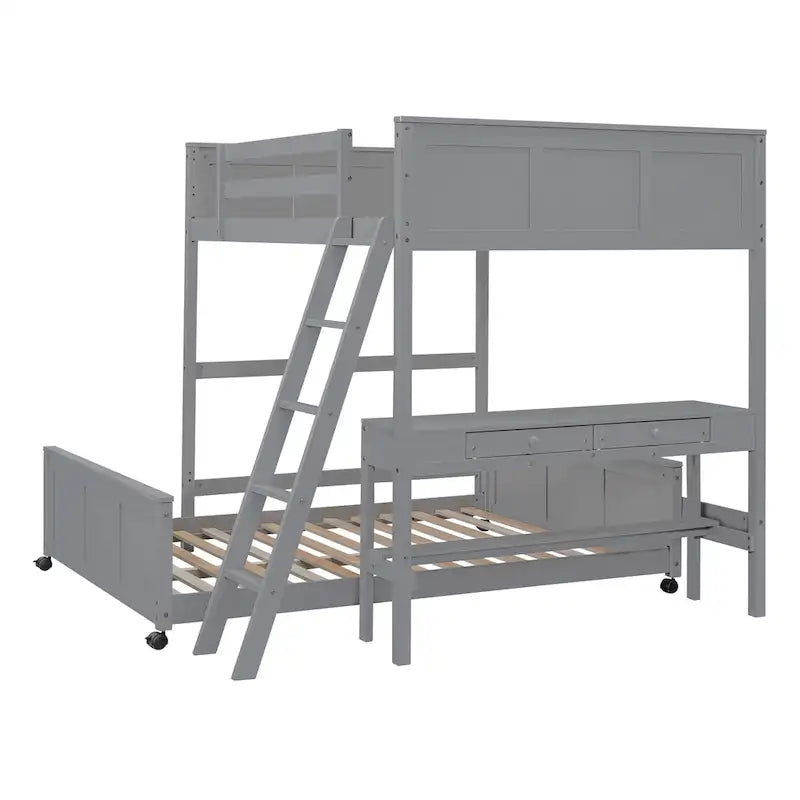 Full Over Full/Twin Over Full Bunk Bed with Desk