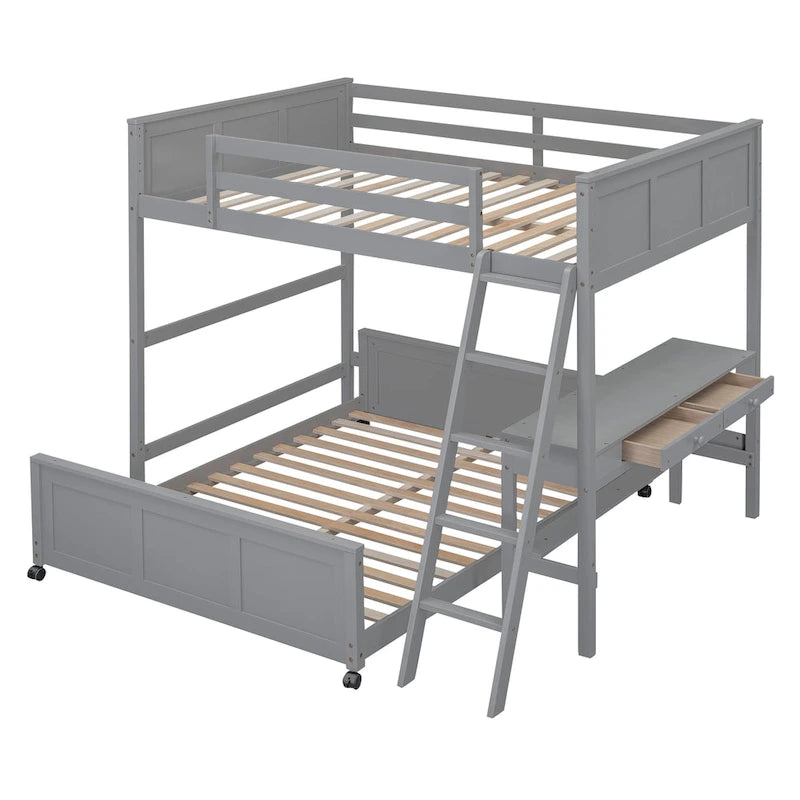 Full Over Full/Twin Over Full Bunk Bed with Desk