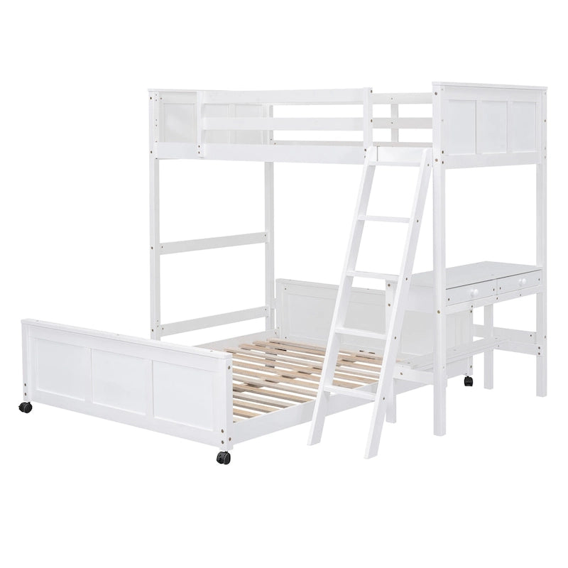 Full Over Full/Twin Over Full Bunk Bed with Desk