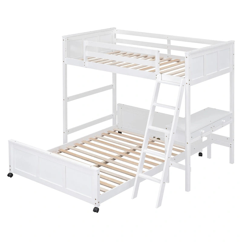 Full Over Full/Twin Over Full Bunk Bed with Desk