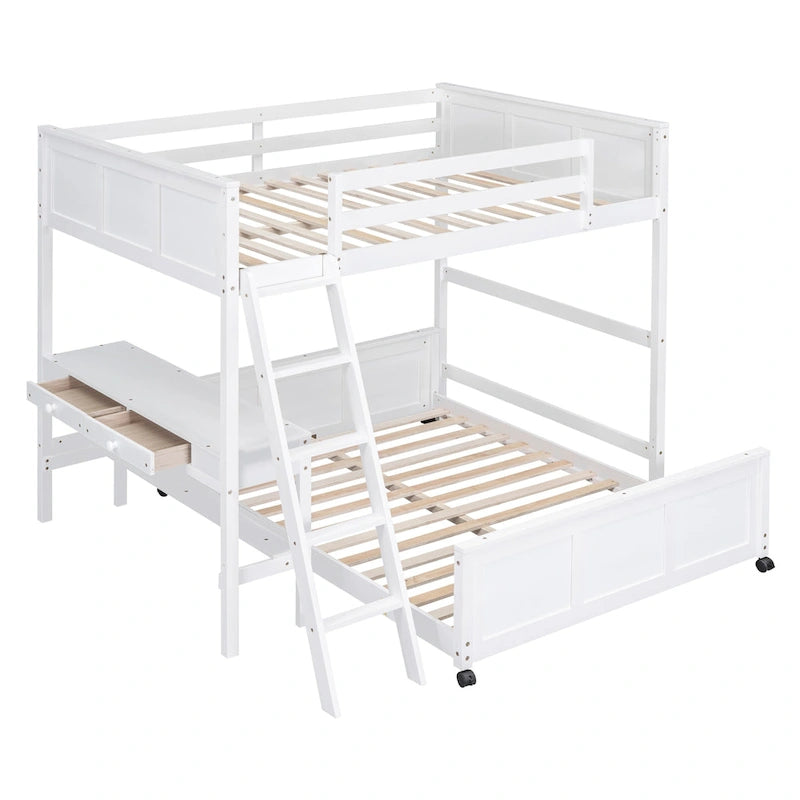 Full Over Full/Twin Over Full Bunk Bed with Desk