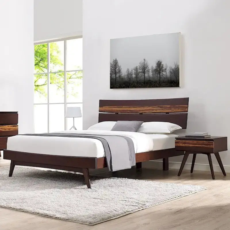 Sarah Queen Platform Bed, Burgundy