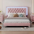 Upholstered Bed Frame with LED Lights