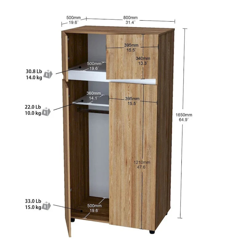 65-inch Armoire/ Wardrobe by Inval