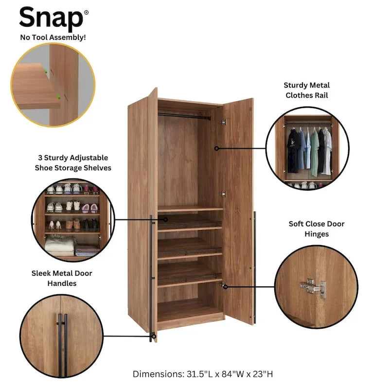 Manhattan Comfort Lee Modern 3.0 Freestanding Wardrobe Closet Armoire Set of 3