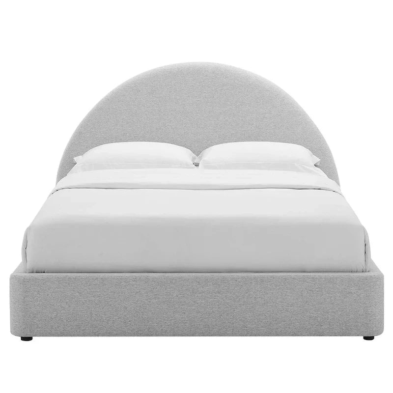 Resort Upholstered Fabric Arched Round Queen Platform Bed