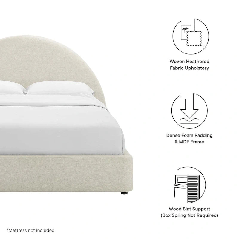 Resort Upholstered Fabric Arched Round Queen Platform Bed