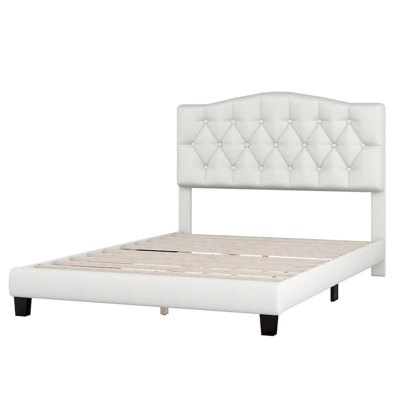 Upholstered Platform Bed with Curved Headboard by Harper&Bright Designs