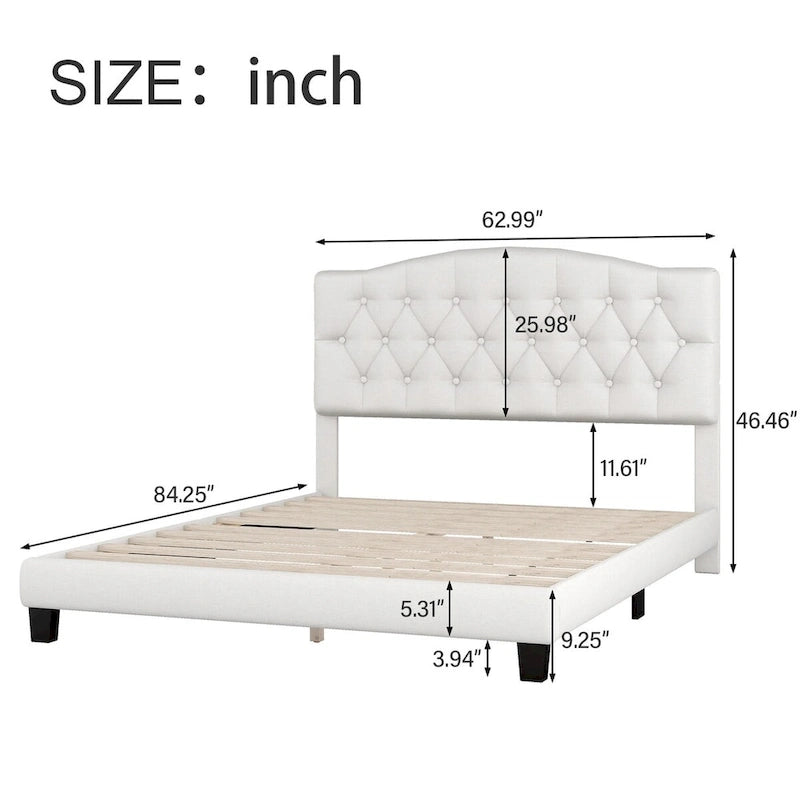 Upholstered Platform Bed with Curved Headboard by Harper&Bright Designs