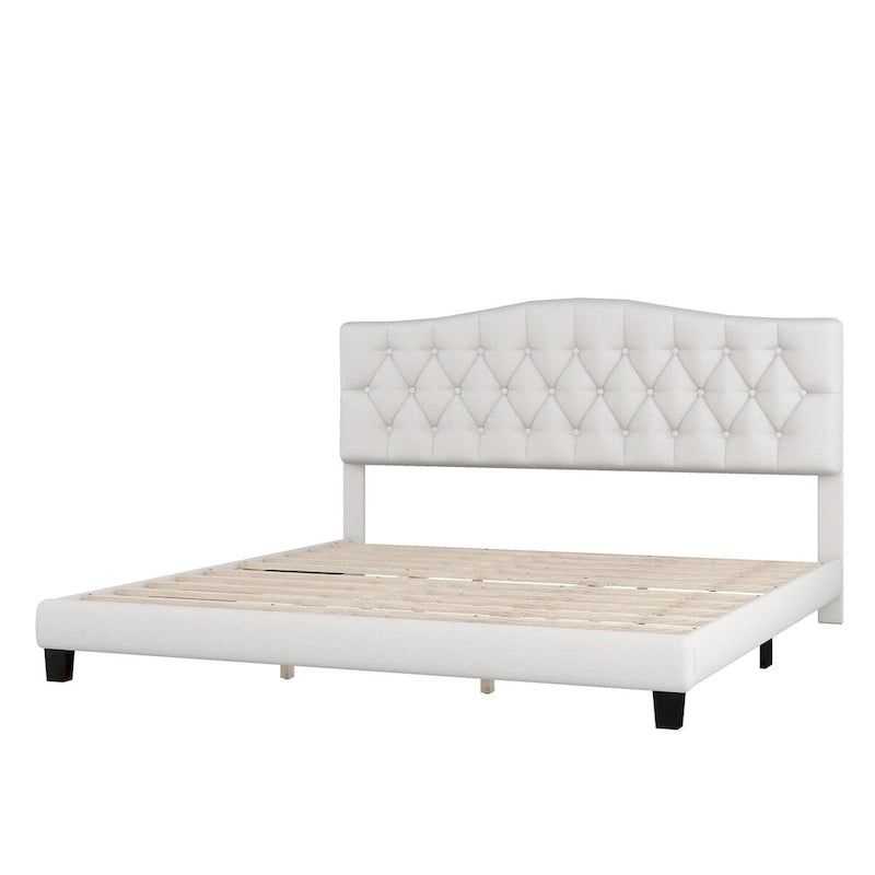 Upholstered Platform Bed with Curved Headboard by Harper&Bright Designs