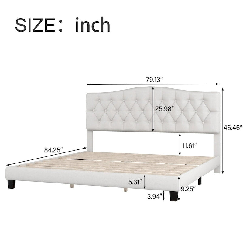 Upholstered Platform Bed with Curved Headboard by Harper&Bright Designs
