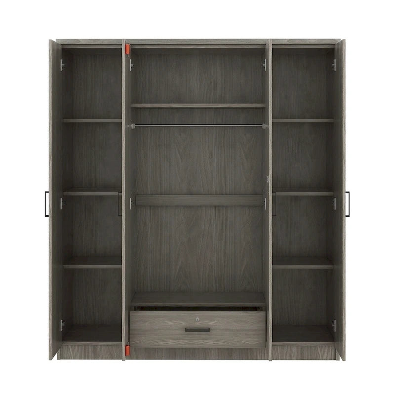 4-Door Wardrobe Armoires with 1 Drawer