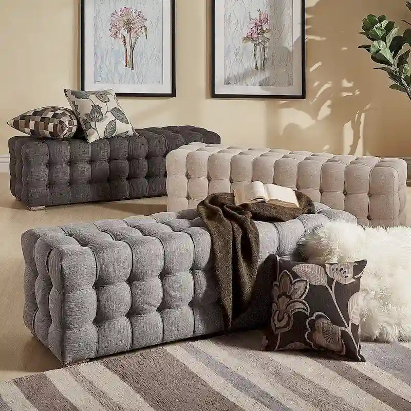 Knightsbridge Linen Fabric Tufted Bench by iNSPIRE Q Artisan