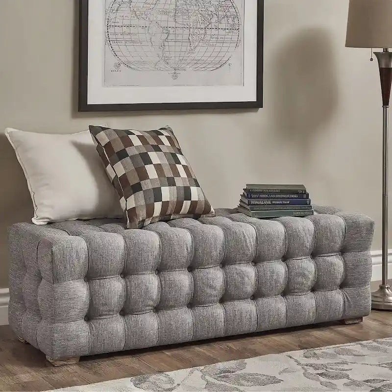 Knightsbridge Linen Fabric Tufted Bench by iNSPIRE Q Artisan