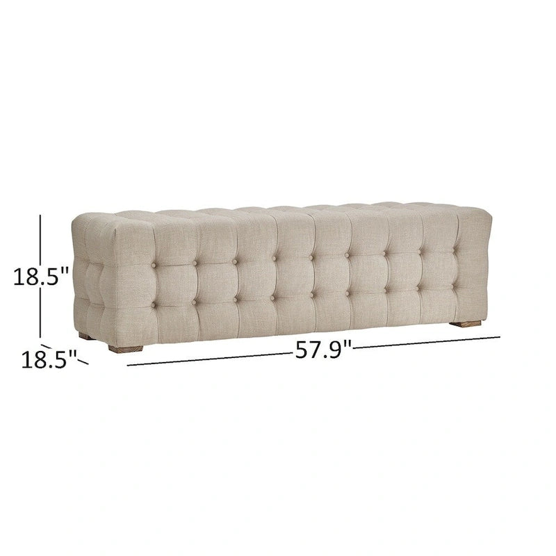 Knightsbridge Linen Fabric Tufted Bench by iNSPIRE Q Artisan