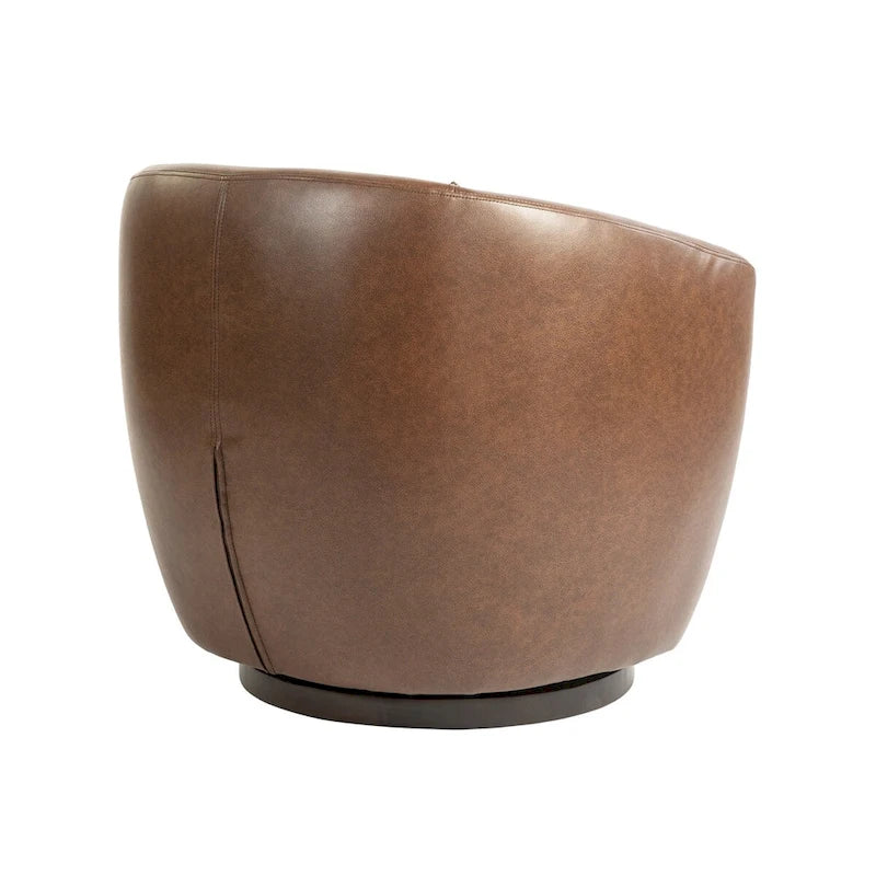 Upholstered Swivel Barrel Armchair with Storage Modern Living Room Side Chair for Bedroom, Office, Reading Spaces- PU