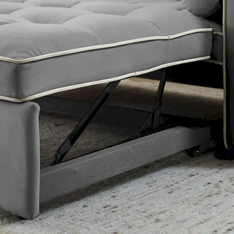 Modern 55.5 Velvet Pull-Out Adjustable Sofa Bed with Side Pockets