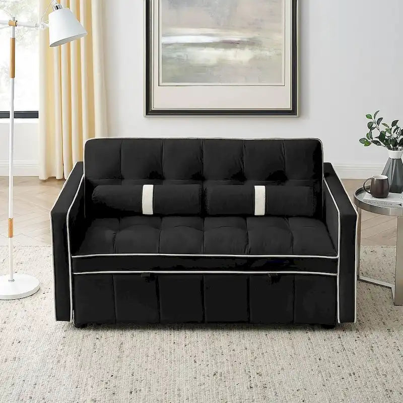 Modern 55.5 Velvet Pull-Out Adjustable Sofa Bed with Side Pockets