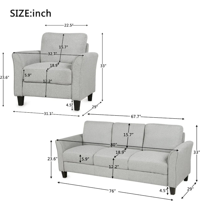 Living Room Furniture Chair And 3-Seat Sofa