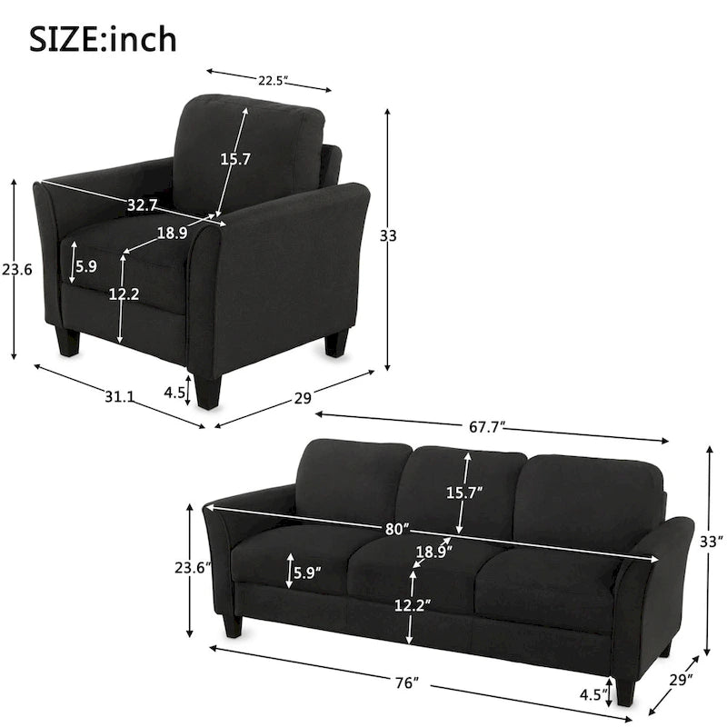 Living Room Furniture Chair And 3-Seat Sofa