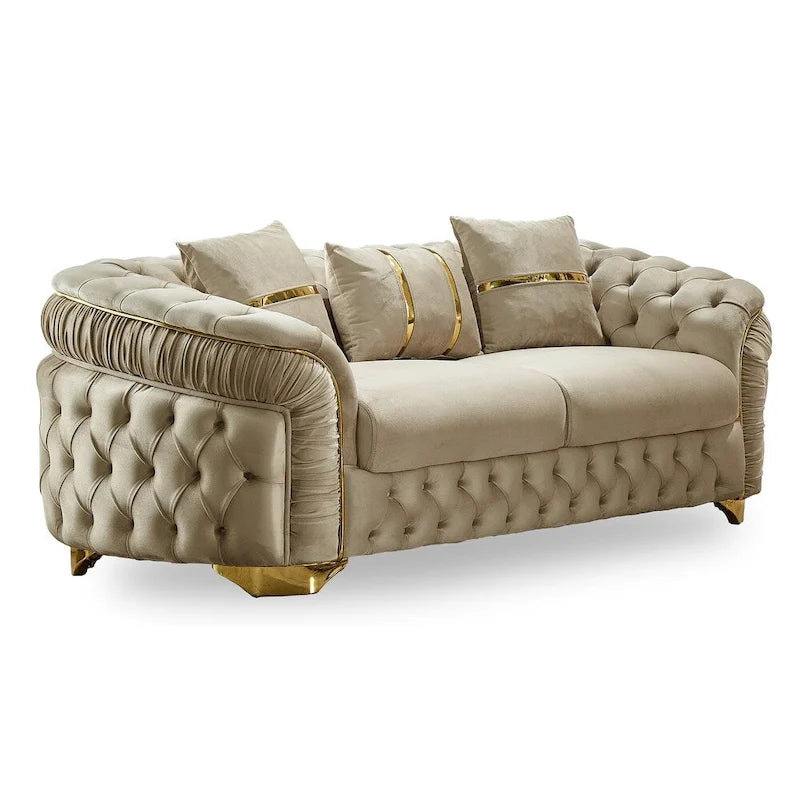 Ashlee 3-Pieces One Sofa One Loveseat One Chair Living Room Set, Tufted Back