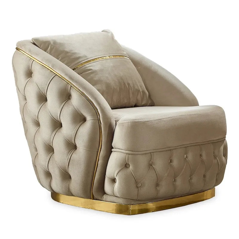 Ashlee 3-Pieces One Sofa One Loveseat One Chair Living Room Set, Tufted Back