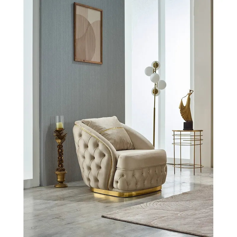 Ashlee 3-Pieces One Sofa One Loveseat One Chair Living Room Set, Tufted Back