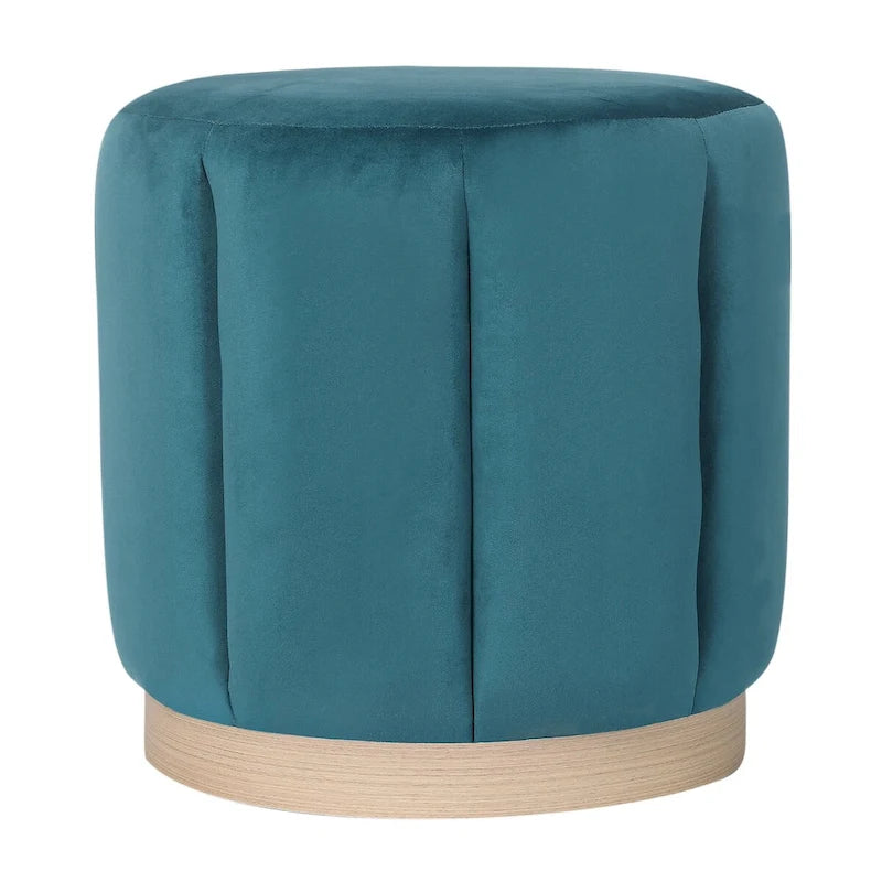 Adeco Round Upholstered Ottoman Flannelette Stool for Living Room