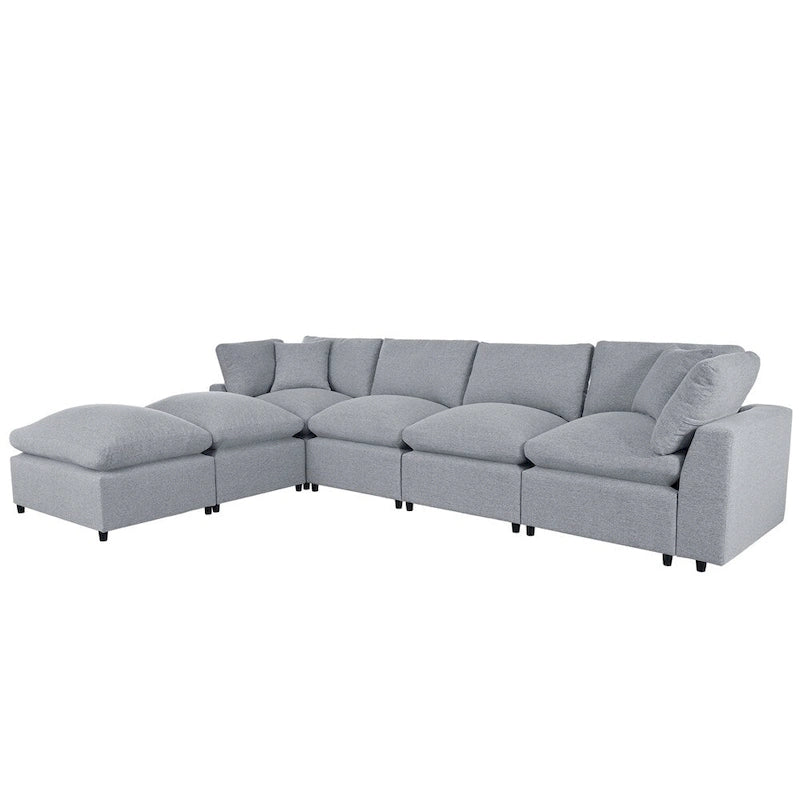 Modern U-Shape Sectional Sofa, 2 Large Chaise with Removable Ottomans