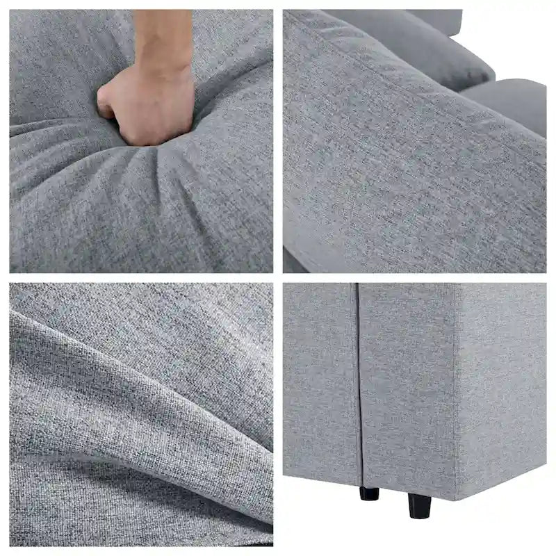 Modern U-Shape Sectional Sofa, 2 Large Chaise with Removable Ottomans