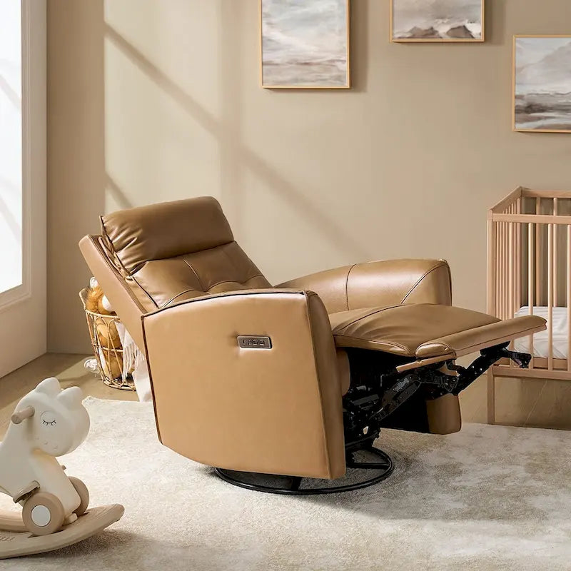 Alberto Mordern Genuine Leather Power Recliner with USB Charging Port by HULALA HOME