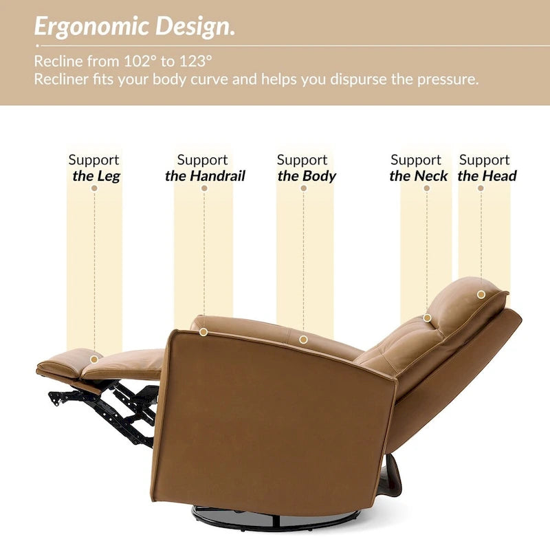 Alberto Mordern Genuine Leather Power Recliner with USB Charging Port by HULALA HOME