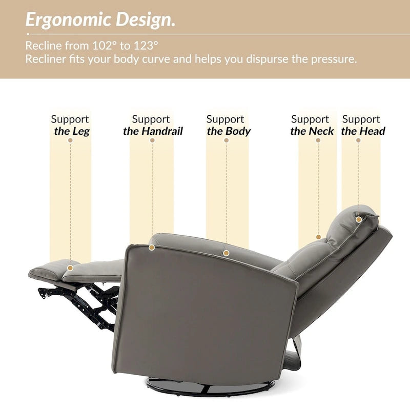 Alberto Mordern Genuine Leather Power Recliner with USB Charging Port by HULALA HOME