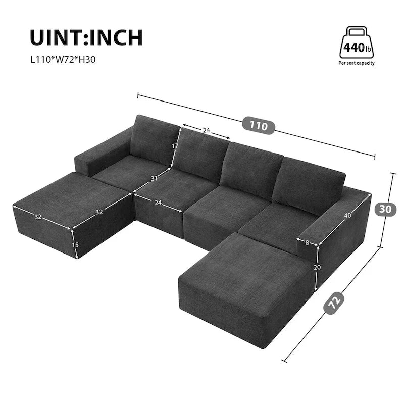 Modular U Shaped Sectional Sofa