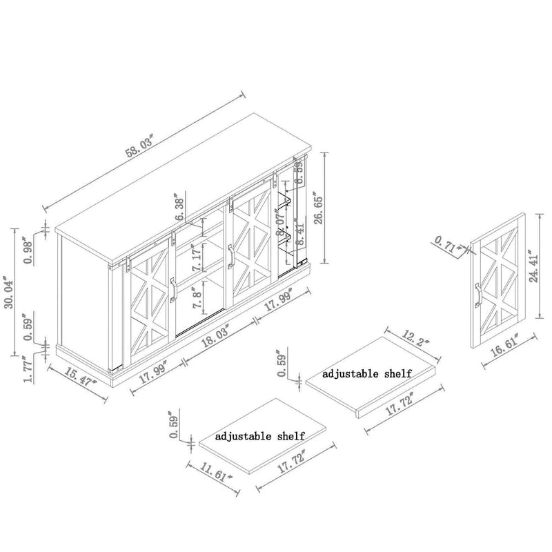 58 in. Barn Door TV Stand for TVs up to 65 in.