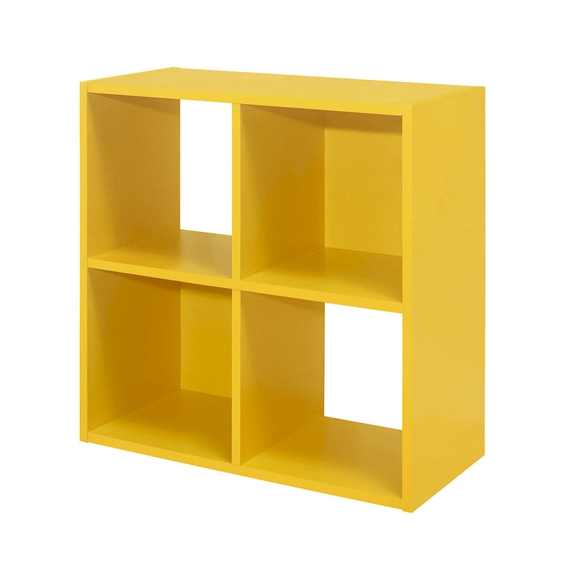 4-Cube Children's Bookcase, Kids Toy Storage Shelf Organizer, Yellow