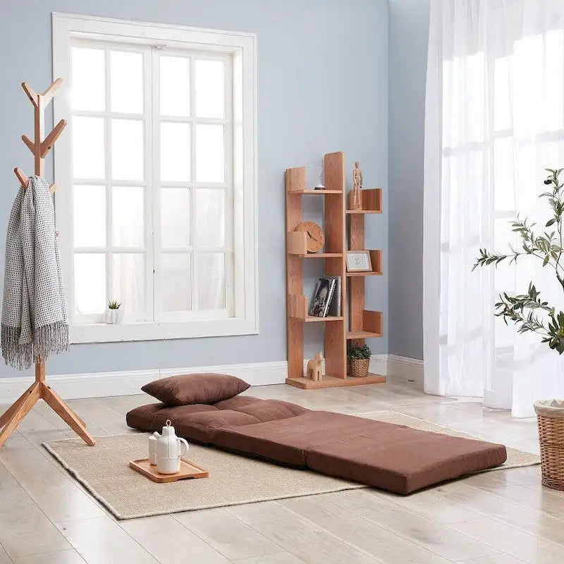 Triple Fold Down Sofa Bed, Adjustable Floor Couch Sofa with One Pillow, 5 Reclining Position