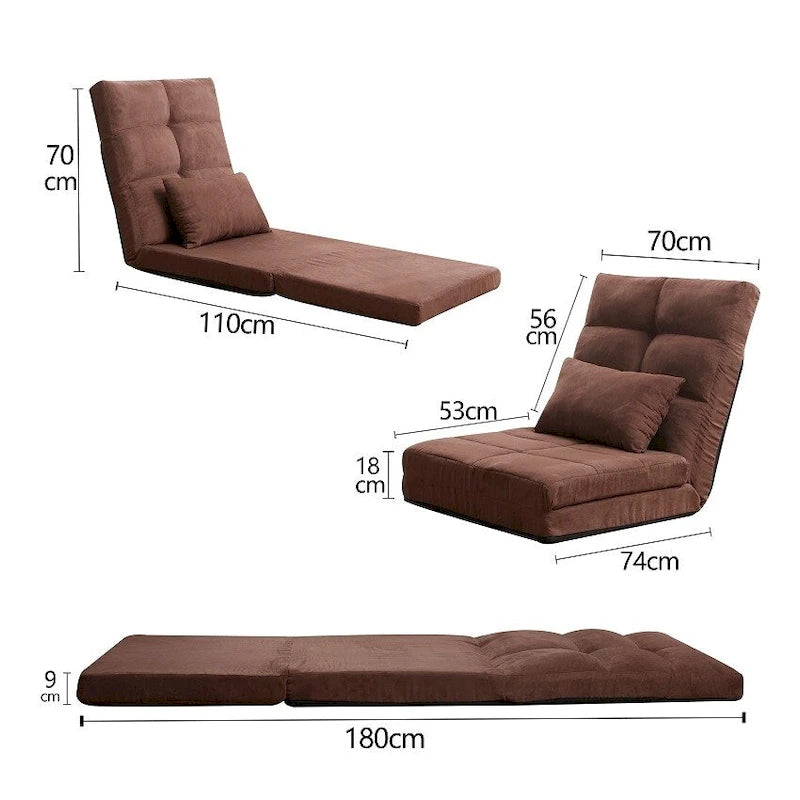 Triple Fold Down Sofa Bed, Adjustable Floor Couch Sofa with One Pillow, 5 Reclining Position