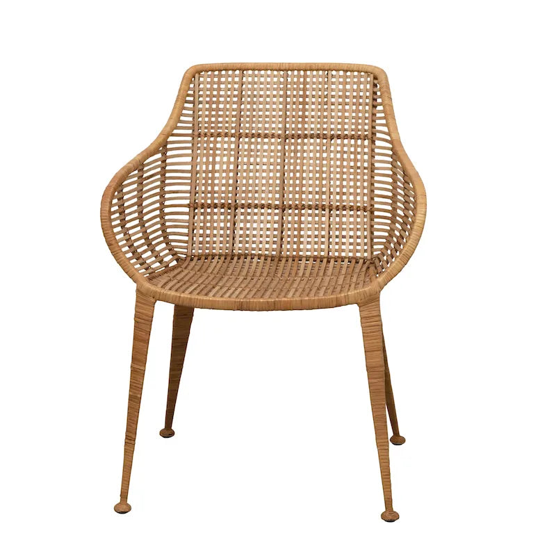 Rattan and Metal Arm Chair