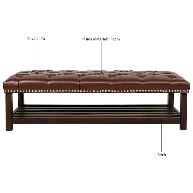 Wooden Base Upholstered Bench for Bedroom for Entryway
