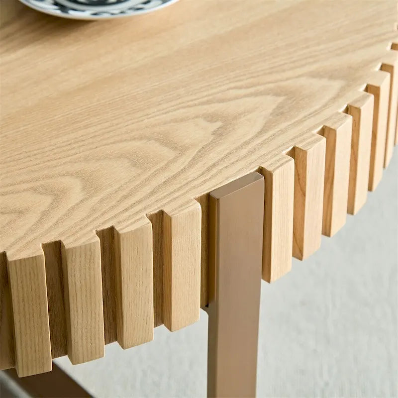 Modern 31.5 Round Coffee Table with Sturdy Metal Pedestal