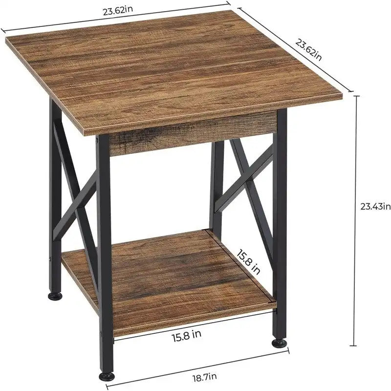End Table 24 inch Industrial Design Large Side Table - 23.62D x 23.62W x 23.43H