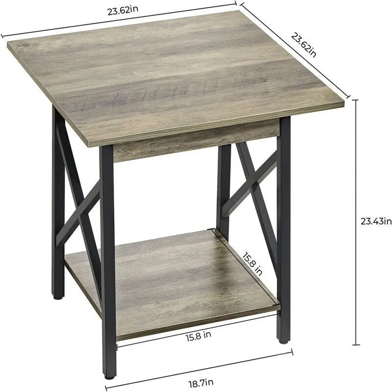 End Table 24 inch Industrial Design Large Side Table - 23.62D x 23.62W x 23.43H