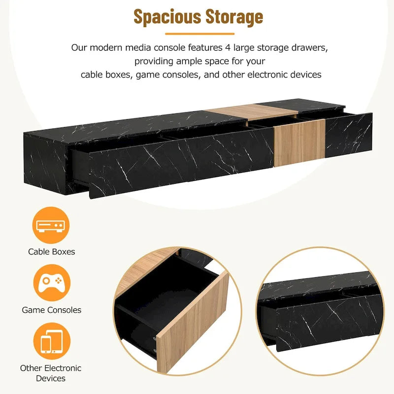 TV Stand for TVs up to 88, Modern Free-Combination Entertainment Center with 4 Storage Drawers