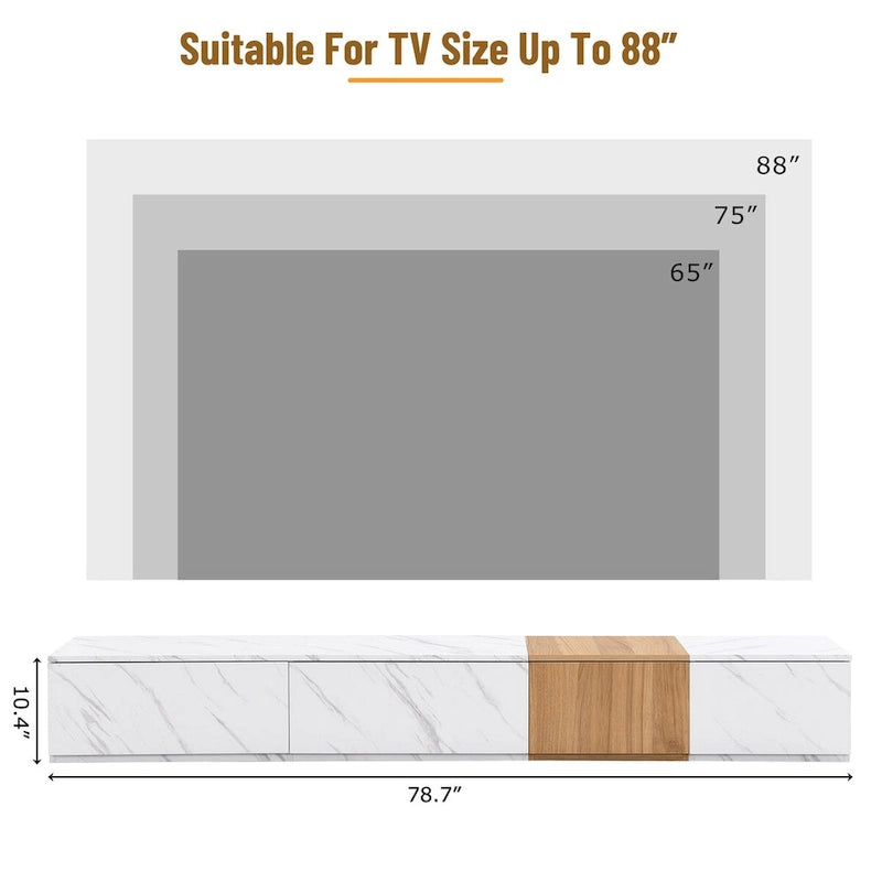 TV Stand for TVs up to 88, Modern Free-Combination Entertainment Center with 4 Storage Drawers