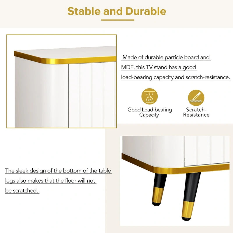 TV Stand with Open Storage Shelf for TVs Up to 85,with Cabinets and Drawers, Practical Media Console with Unique Legs