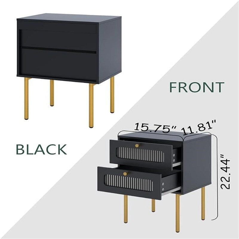 Small Nightstand with Drawers for Bedroom - 11.8D x 15.7W x 22.4H